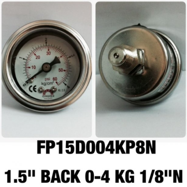 Safeguage Pressure Gauge 0-4 Kg/cm2 & 0-60 psi Dia.1.5" Conn.1/8"npt Back Type